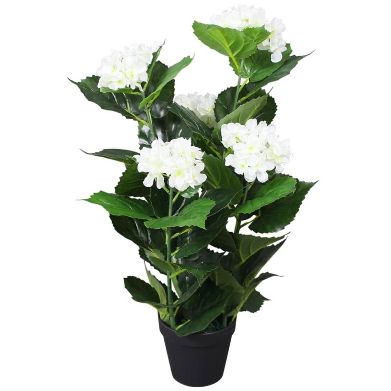 Planta hortênsia artificial com vaso 60 cm branco-Flores sintéticas-Home Retail