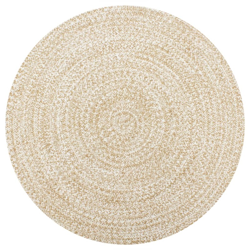 Tapete artesanal em juta 150 cm branco e natural-Tapetes-Home Retail