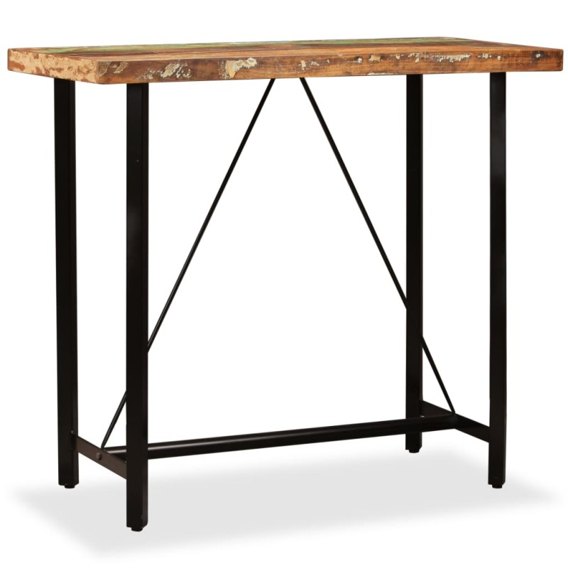 Mesa de bar em madeira reciclada maciça 120x60x107 cm-Mesas de cozinha e de sala de jantar-Home Retail