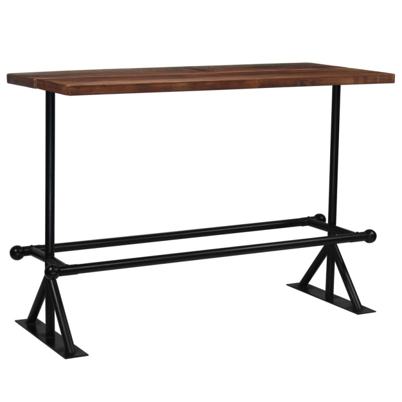 Mesa de bar em madeira recuperada 150x70x107 cm castanho escuro-Mesas de cozinha e de sala de jantar-Home Retail