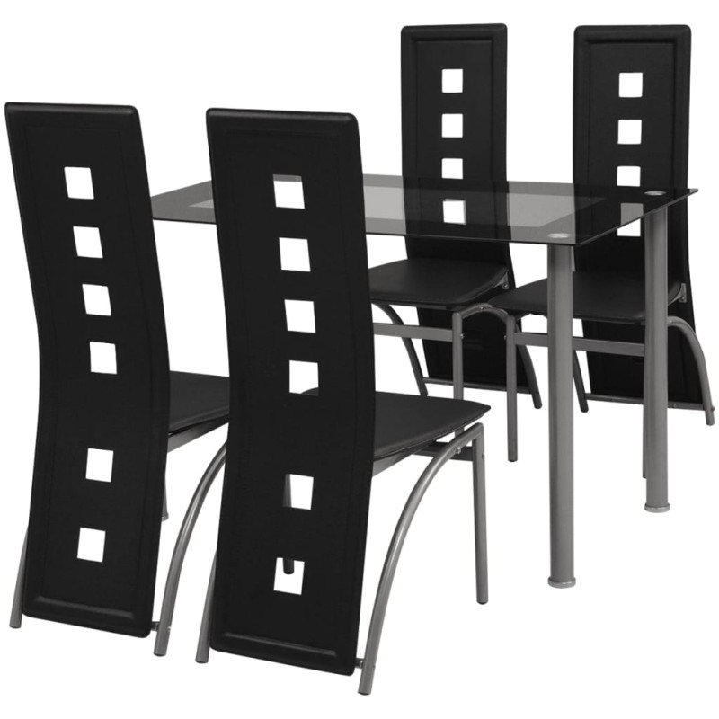 Conjunto jantar, 5 pcs, preto-Conjuntos de móveis para cozinha e sala de jantar-Home Retail