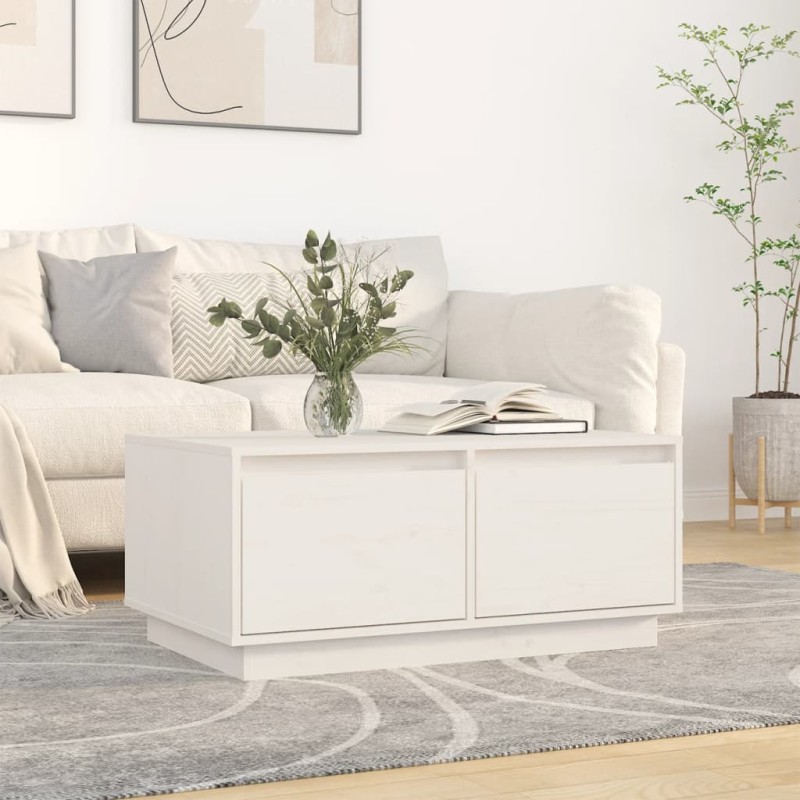 Mesa de centro 80x50x35 cm madeira de pinho maciça branco-Mesas de centro-Home Retail