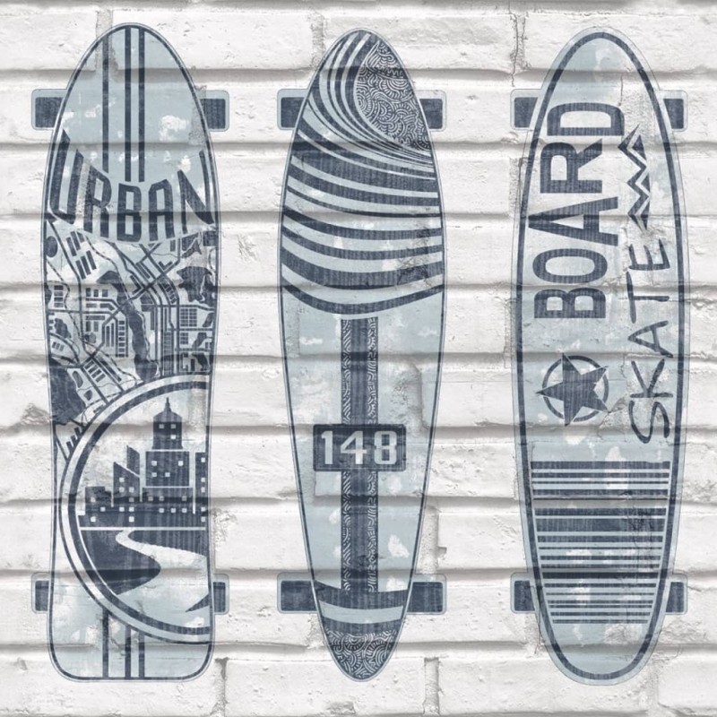 Noordwand Wallpaper Urban Friends & Coffee Surfboards azul/branco-Papel de parede-Home Retail