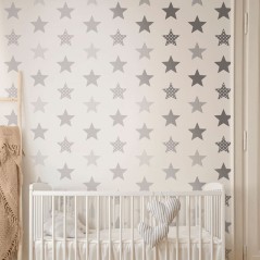 Noordwand Wallpaper Kids @ Home Superstar prateado e branco