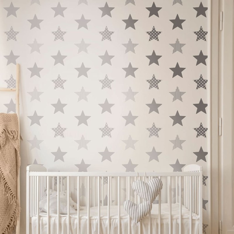 Noordwand Wallpaper Kids @ Home Superstar prateado e branco-Papel de parede-Home Retail