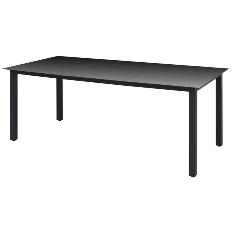 Mesa de jardim em alumínio e vidro 190x90x74 cm preto-Mesas de jardim-Home Retail