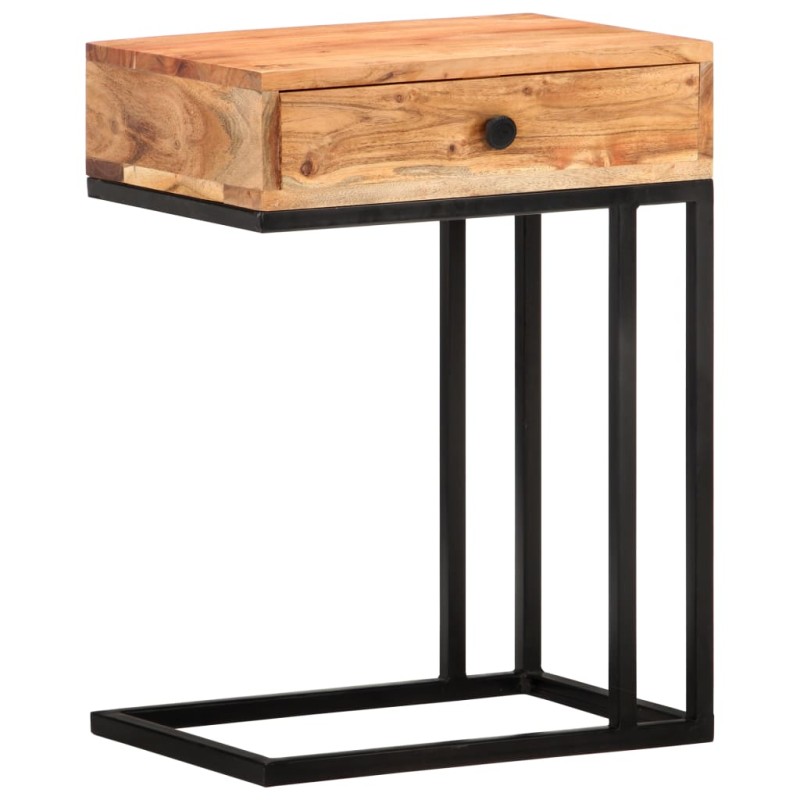 Mesa de apoio formato em U 45x30x61 cm madeira de acácia maciça-Mesas de apoio-Home Retail