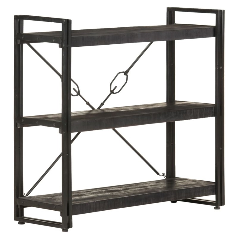 Estante com 3 prateleiras 90x30x80 cm mangueira maciça preto-Estantes para livros-Home Retail