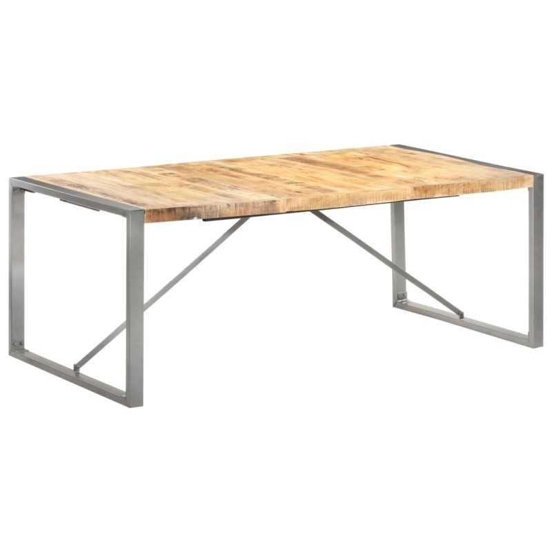 Mesa de jantar 200x100x75 cm madeira de mangueira maciça áspera-Mesas de cozinha e de sala de jantar-Home Retail