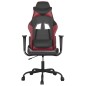 Cadeira gaming couro artificial preto e vermelho tinto