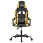 Cadeira gaming couro artificial preto e dourado