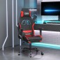 vidaxL Cadeira de gaming c/ apoio para os pés tecido preto e vermelho