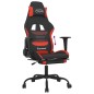 vidaxL Cadeira de gaming c/ apoio para os pés tecido preto e vermelho