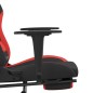 vidaxL Cadeira de gaming c/ apoio para os pés tecido preto e vermelho