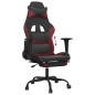 Cadeira gaming +apoio pés couro artificial preto/vermelho tinto