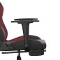 Cadeira gaming +apoio pés couro artificial preto/vermelho tinto