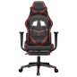 Cadeira gaming +apoio pés couro artificial preto/vermelho tinto