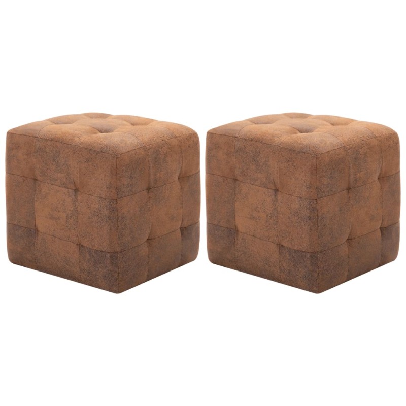 Mesas de cabeceira 2pcs 30x30x30 cm camurça artificial castanho-Mesas-de-cabeceira-Home Retail