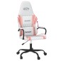 Cadeira gaming couro artificial branco e rosa