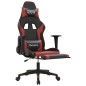 Cadeira gaming +apoio pés couro artificial preto/vermelho tinto