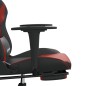 Cadeira gaming +apoio pés couro artificial preto/vermelho tinto