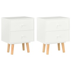 Mesas cabeceira 2 pcs 40x30x50cm madeira de pinho maciça branco