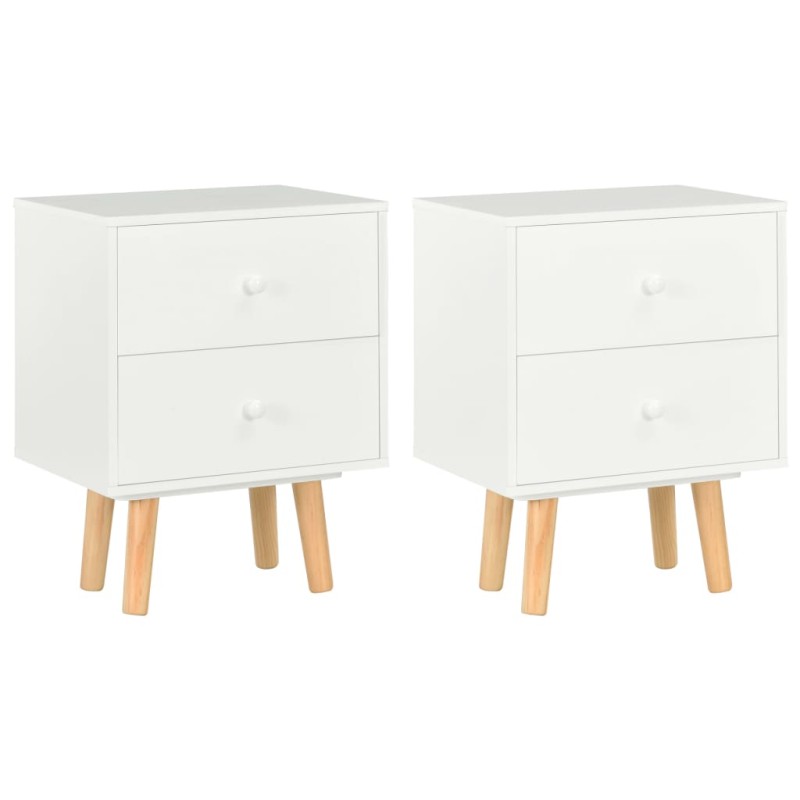 Mesas cabeceira 2 pcs 40x30x50cm madeira de pinho maciça branco-Mesas-de-cabeceira-Home Retail