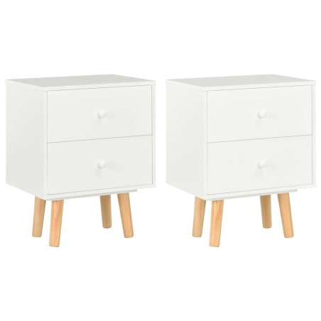 Mesas cabeceira 2 pcs 40x30x50cm madeira de pinho maciça branco