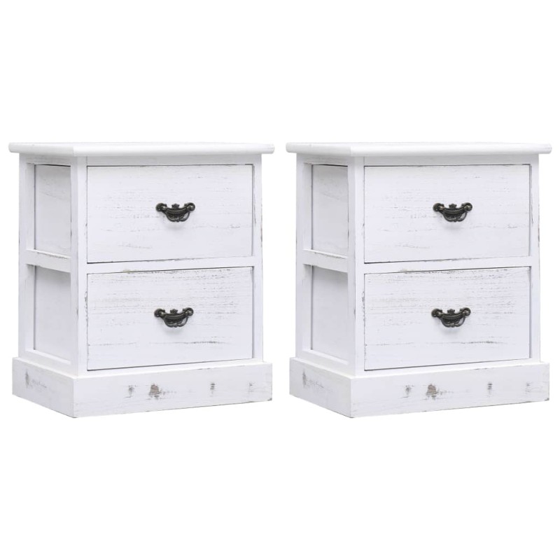 Mesas de cabeceira 38x28x45 cm 2pcs madeira de paulownia branco-Mesas-de-cabeceira-Home Retail