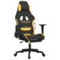 vidaxL Cadeira de gaming com apoio para os pés tecido preto e amarelo