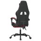 Cadeira gaming +apoio pés couro artificial preto/vermelho tinto