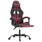 Cadeira gaming +apoio pés couro artificial preto/vermelho tinto