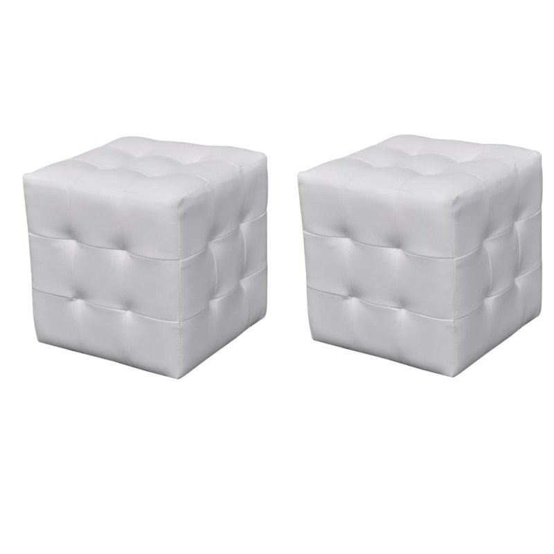 Bancos em cubo 2 pcs branco-Mesas-de-cabeceira-Home Retail