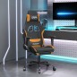 vidaxL Cadeira de gaming com apoio para os pés tecido preto e laranja