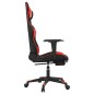 Cadeira gaming c/ apoio pés couro artificial preto e vermelho