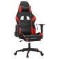 Cadeira gaming c/ apoio pés couro artificial preto e vermelho