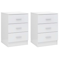 Mesas de cabeceira 2 pcs derivados de madeira branco brilhante