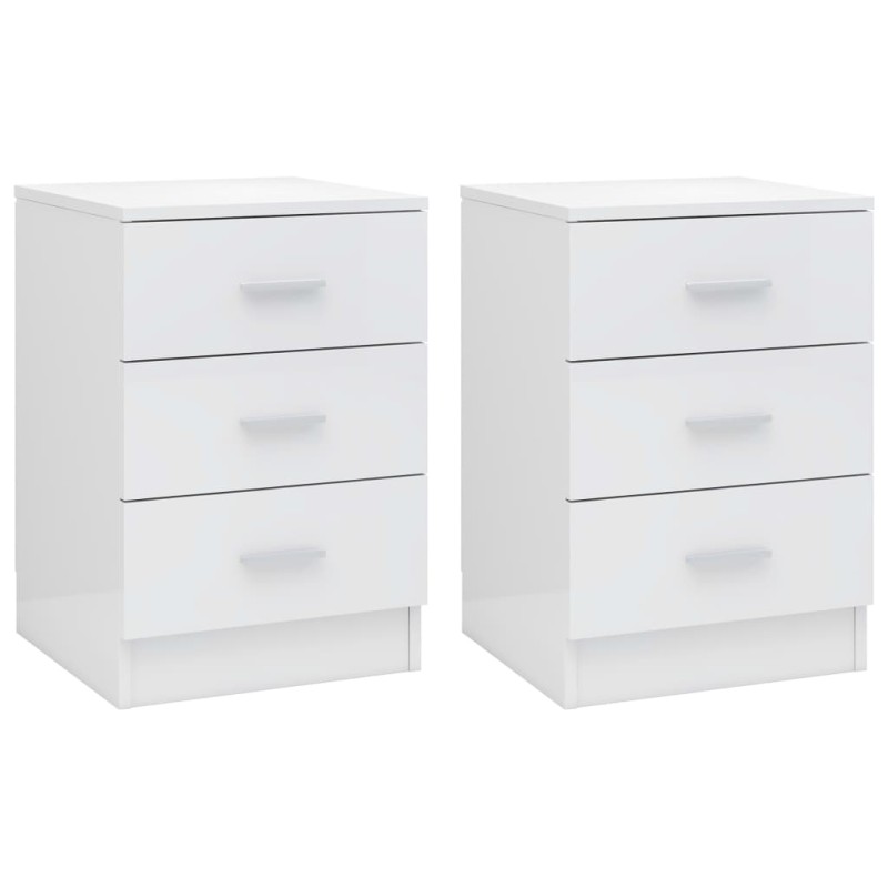 Mesas de cabeceira 2 pcs derivados de madeira branco brilhante-Mesas-de-cabeceira-Home Retail