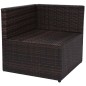 5 pcs conjunto lounge jardim c/ almofadões vime PE castanho