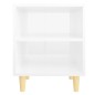 Mesa de cabeceira pernas madeira 40x30x50 cm branco brilhante