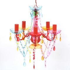 Lustre multicolor com 5 bulbos