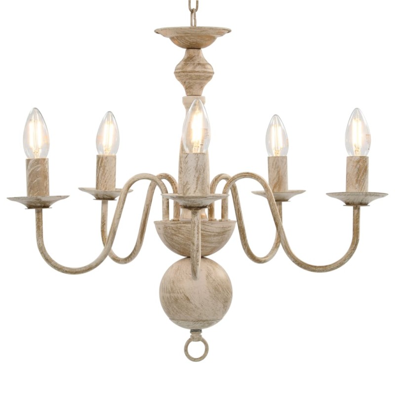 Lustre antigo de 5 lâmpadas E14 branco-Candelabros-Home Retail