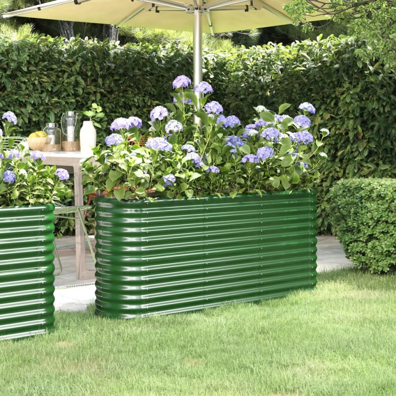 Canteiro elevado jardim 152x40x68 cm aço revestido a pó verde-Vasos e floreiras-Home Retail