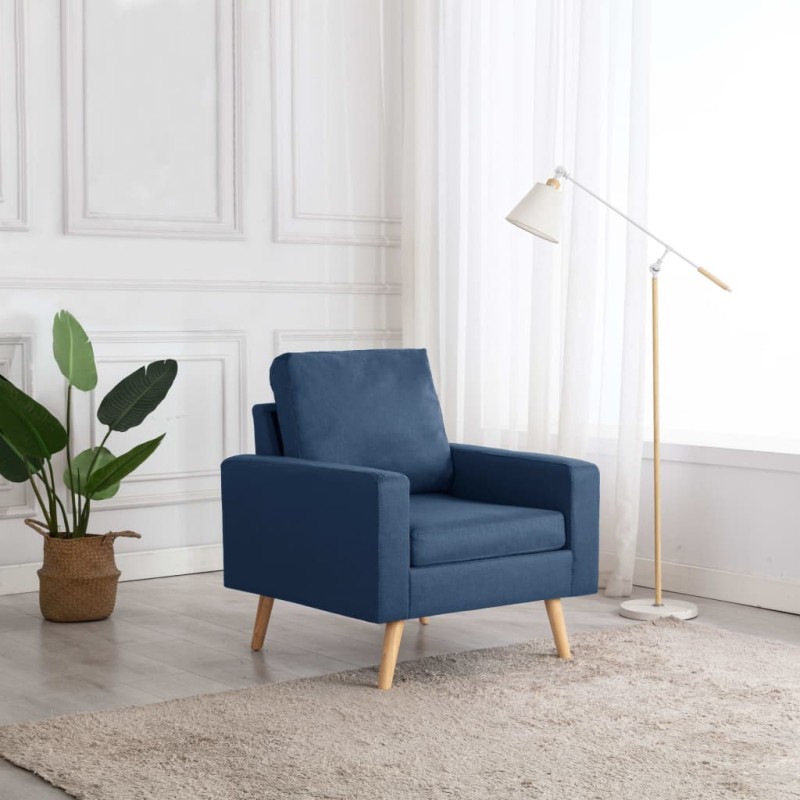 Poltrona em tecido azul-Poltronas-Home Retail