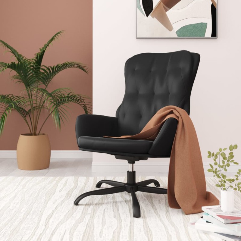 Cadeira de descanso couro artificial preto-Poltronas-Home Retail