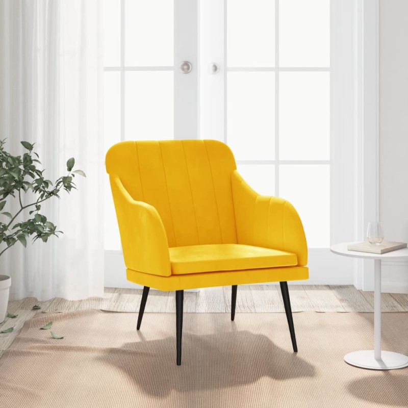 Cadeira c/ apoio de braços 63x76x80 cm veludo amarelo-Poltronas-Home Retail