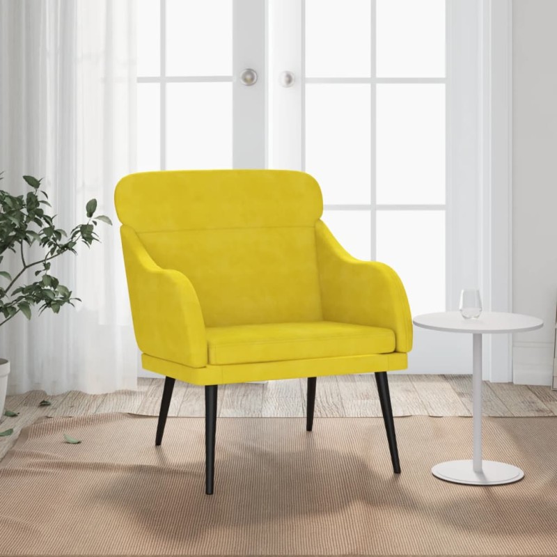 Cadeira c/ apoio de braços 63x76x80 cm veludo amarelo-Poltronas-Home Retail