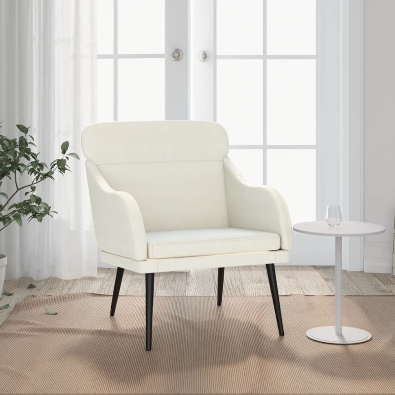 Cadeira com apoio de braços 63x76x80 cm veludo cor creme-Poltronas-Home Retail