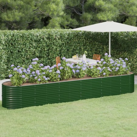 Canteiro elevado jardim 440x80x68 cm aço revestido a pó verde