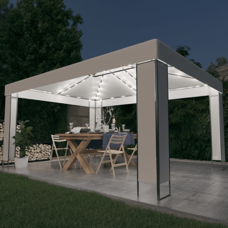 Gazebo com cordões de luzes LED 3x4 m branco-Toldos e gazebos-Home Retail